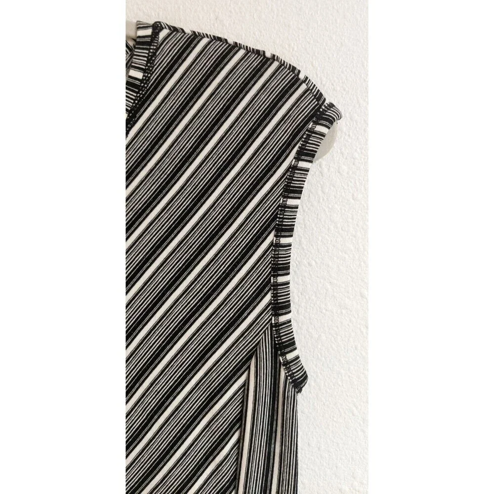 NWT~ T by Talbots Black White Striped Knit V Neck Dress Size Petite Small - Picture 5 of 7